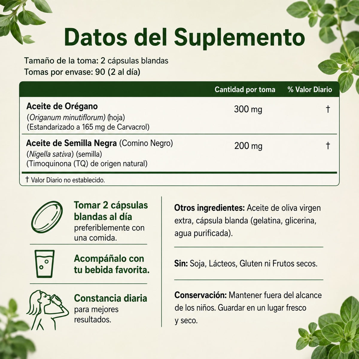 🍀 Aceite de Orégano con Aceite de Comino Negro (Pack de 180 Cápsulas)